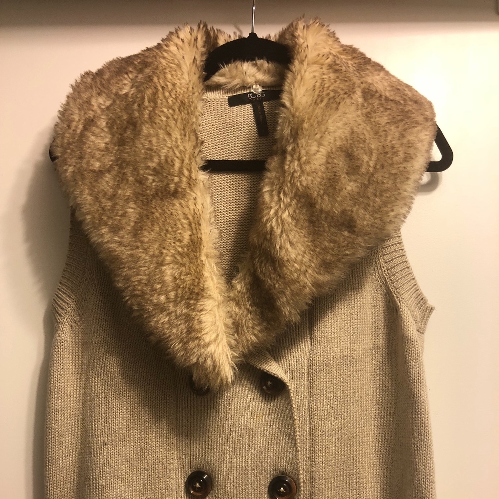 BCBG Faux Fur Collar Vest